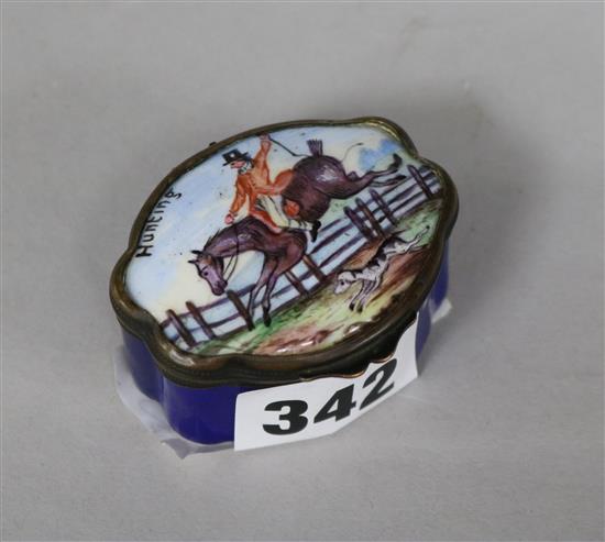 A Bilston enamel patch box